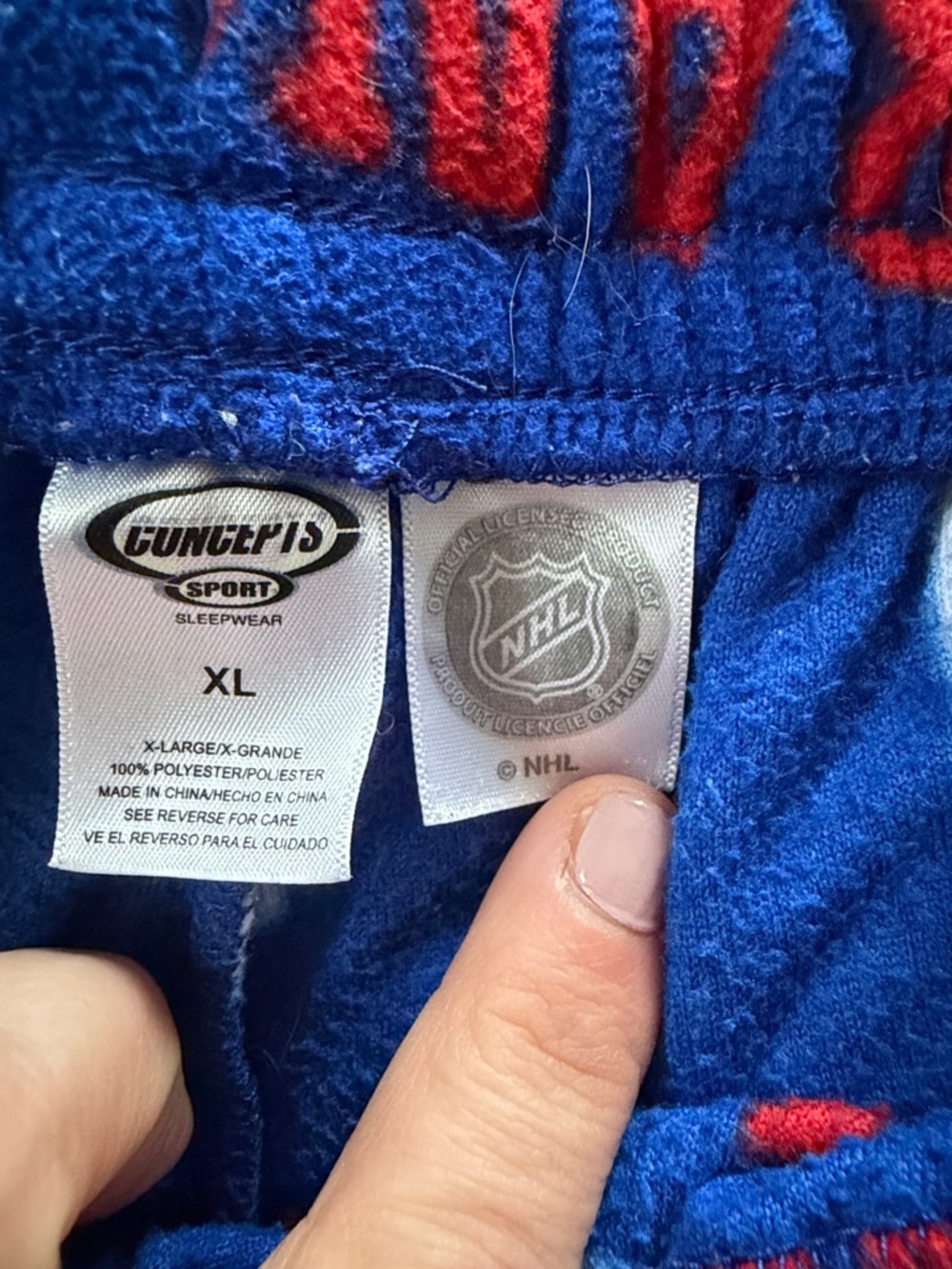 Men's Blue New York Rangers Fleece Pajama Pants - Picture 3 of 3